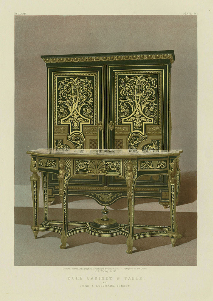 INTERNATIONAL EXHIBITION. Buhl cabinet & table. Toms & Luscombe, London 1862